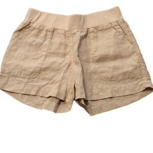Allen Allen Shorts Womens Size XS Linen Light Weight Summer Oversized Legs Tan